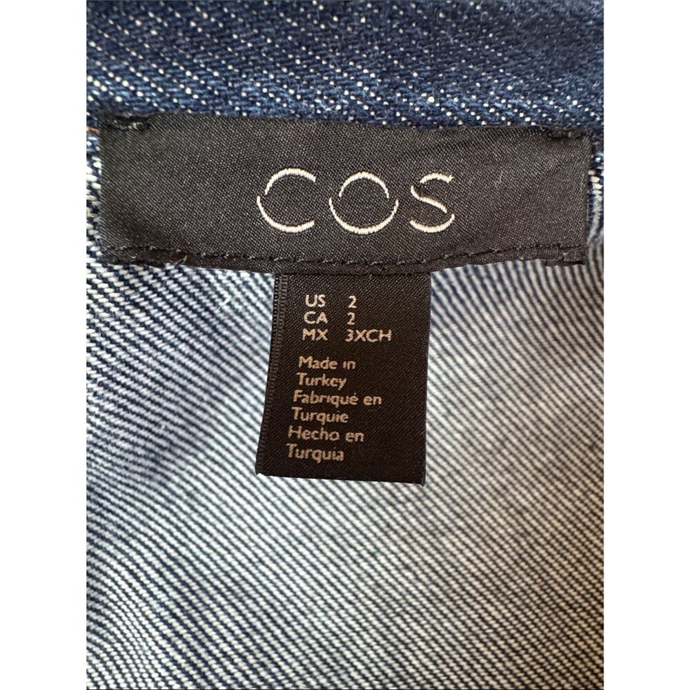 COS Topstitched Denim Shirt Dress  Cotton Blue Size 2 Small Scandinavian style - Picture 4 of 7